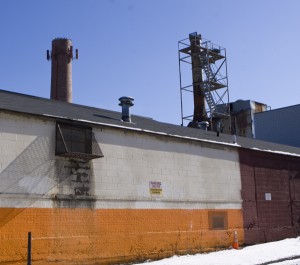 Industrial smoke stacks in Paterson NJ.