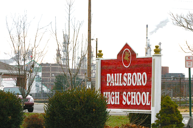 Paulsboro High School, in shadow of Valero toxic air emissions. Located in Chairman Burzichelli's district. al