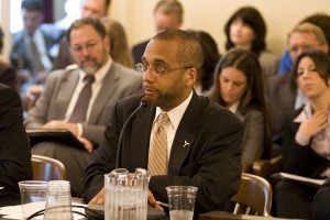 Rick Thigpen, PSEG Publicv Affairs. Look closely at the widn turbine on his lapel - it should have been a nuclear containment building, as PSEG is seeking to build another nuclear power plant  in South Jersey.