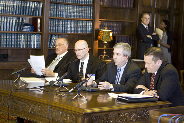 Michael Engenton (3rd from left, speaking) NJ Chamber of Commerce, testifies to Assembly Committee