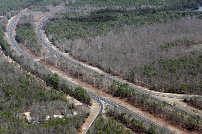 Aerials of the Garden State Parkway tree clearing project from Somers Point to Bass River. South of Bass River. Friday March 18, 2011. (Dale Gerhard/Press of Atlantic),