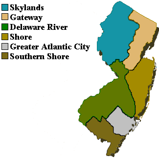 Map of NJ State parks, by region