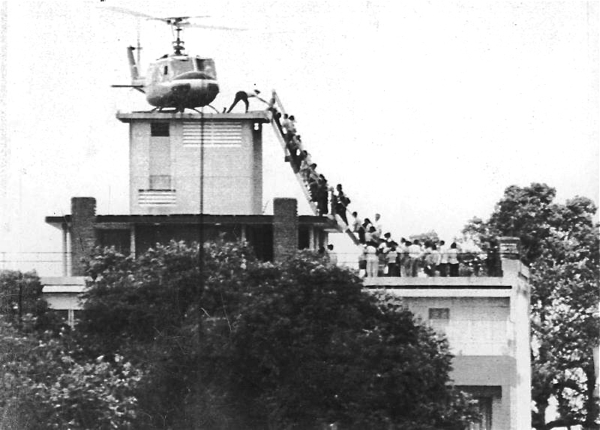 US Embassy during the fall of Saigon, April 29, 1975.