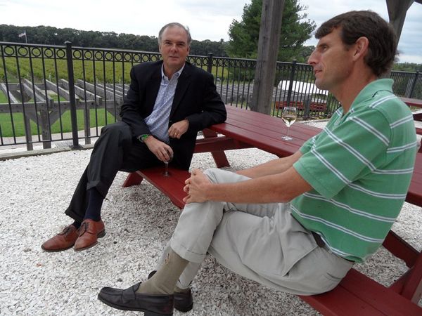 Dave Pringle, NJEF (R) shares deep thoughts with DEP Commissioner Bob Martin (L).