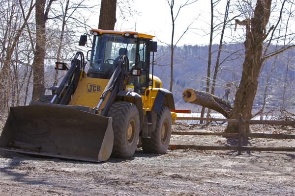 trees down - construction equipment disturbs landscape
