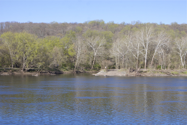 Tip of Bulls Island at river inlet to D&R Canal