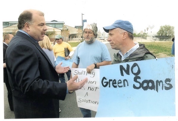 yours truly (R) gets in Sweeney’s face in his District (Earth Day, 2005)