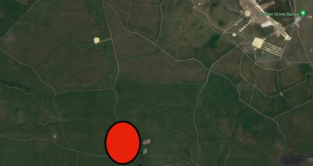 Red oval location of DEP logging - Warren Grove Range upper right corner